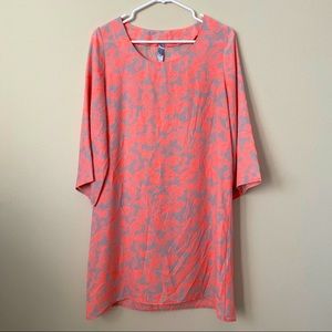 Gray/Neon Orange Shift dress